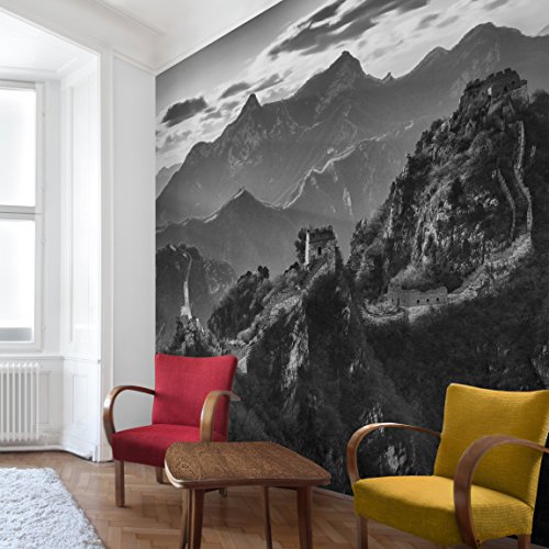 Apalis Vliestapete Die chinesische Mauer II Fototapete Quadrat | Vlies Tapete Wandtapete Wandbild Foto 3D Fototapete für Schlafzimmer Wohnzimmer Küche | Größe: 192x192 cm, grau, 95300 von Apalis