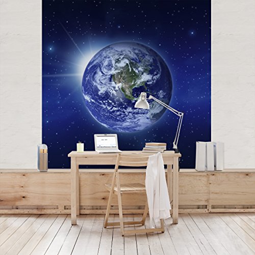 Apalis Vliestapete Erde im Weltall Fototapete Quadrat | Vlies Tapete Wandtapete Wandbild Foto 3D Fototapete für Schlafzimmer Wohnzimmer Küche | Größe: 240x240 cm, blau, 97622 von Apalis