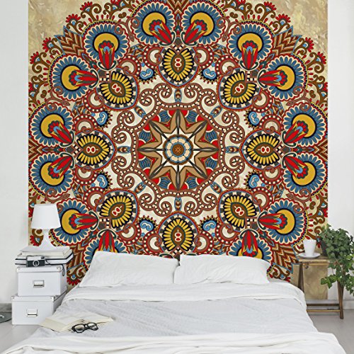 Apalis Vliestapete Farbiges Mandala Fototapete Quadrat | Vlies Tapete Wandtapete Wandbild Foto 3D Fototapete für Schlafzimmer Wohnzimmer Küche | Größe: 192x192 cm, braun, 95325 von Apalis