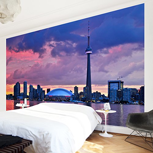 Apalis Vliestapete Fascinating Toronto Fototapete Breit | Vlies Tapete Wandtapete Wandbild Foto 3D Fototapete für Schlafzimmer Wohnzimmer Küche | rosa, 94634 von Apalis