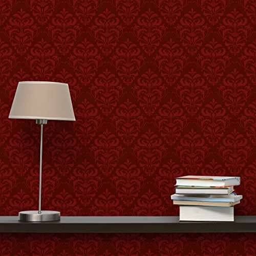Apalis Vliestapete Französischer Barock Mustertapete Breit | Vlies Tapete Wandtapete Wandbild Foto 3D Fototapete für Schlafzimmer Wohnzimmer Küche | rot, 98212 von Apalis
