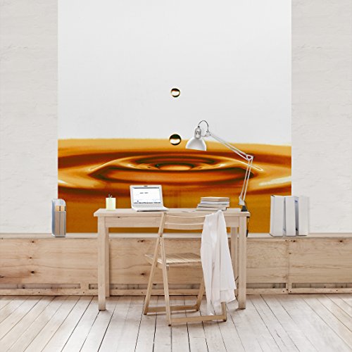 Apalis Vliestapete Gold Drops Of Water Trio Teil1 Fototapete Quadrat | Vlies Tapete Wandtapete Wandbild Foto 3D Fototapete für Schlafzimmer Wohnzimmer Küche | Größe: 240x240 cm, orange, 97699 von Apalis