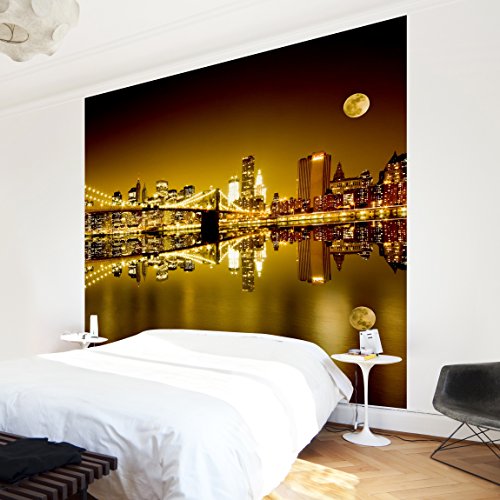 Apalis Vliestapete Goldenes New York Fototapete Quadrat | Vlies Tapete Wandtapete Wandbild Foto 3D Fototapete für Schlafzimmer Wohnzimmer Küche | Größe: 192x192 cm, gelb, 97707 von Apalis