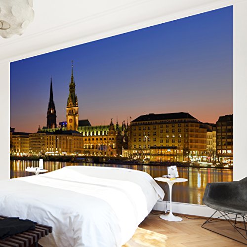 Apalis Vliestapete Hamburger Panorama Fototapete Breit | Vlies Tapete Wandtapete Wandbild Foto 3D Fototapete für Schlafzimmer Wohnzimmer Küche | mehrfarbig, 94669 von Apalis