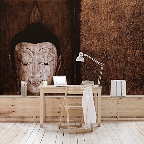 Apalis Vliestapete Happy Buddha Fototapete Breit | Vlies Tapete Wandtapete Wandbild Foto 3D Fototapete für Schlafzimmer Wohnzimmer Küche | braun, 94670 von Apalis