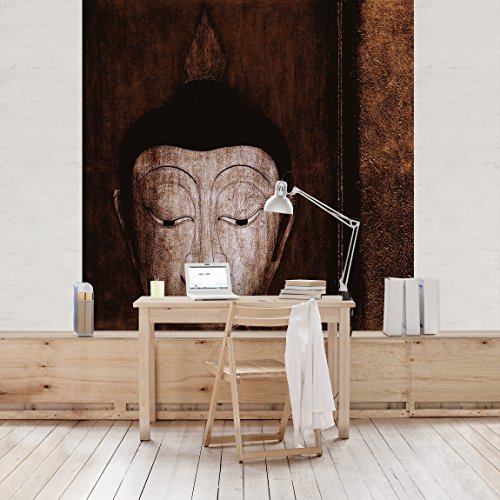 Apalis Vliestapete Happy Buddha Fototapete Quadrat | Vlies Tapete Wandtapete Wandbild Foto 3D Fototapete für Schlafzimmer Wohnzimmer Küche | Größe: 192x192 cm, braun, 97729 von Apalis