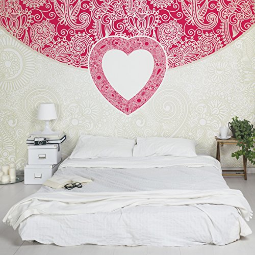 Apalis Vliestapete Heart Pattern Fototapete Breit | Vlies Tapete Wandtapete Wandbild Foto 3D Fototapete für Schlafzimmer Wohnzimmer Küche | rosa, 98577 von Apalis