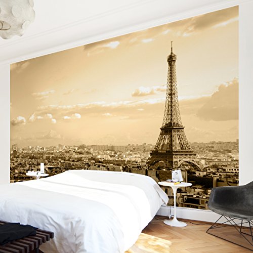 Apalis Vliestapete I Love Paris Fototapete Breit | Vlies Tapete Wandtapete Wandbild Foto 3D Fototapete für Schlafzimmer Wohnzimmer Küche | braun, 94677 von Apalis