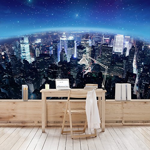 Apalis Vliestapete Illuminated New York Fototapete Breit | Vlies Tapete Wandtapete Wandbild Foto 3D Fototapete für Schlafzimmer Wohnzimmer Küche | blau, 94943 von Apalis