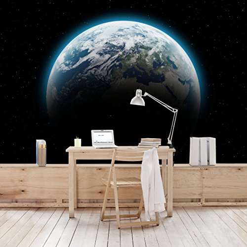 Apalis Vliestapete Illuminated Planet Earth Fototapete Breit | Vlies Tapete Wandtapete Wandbild Foto 3D Fototapete für Schlafzimmer Wohnzimmer Küche | schwarz, 94944 von Apalis