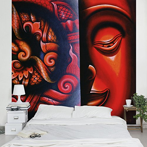 Apalis Vliestapete Inside Buddhas Mind Fototapete Quadrat | Vlies Tapete Wandtapete Wandbild Foto 3D Fototapete für Schlafzimmer Wohnzimmer Küche | Größe: 192x192 cm, rot, 97759 von Apalis