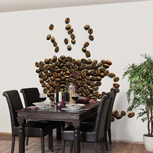 Apalis Vliestapete Küchentapete Coffee Beans Cup Fototapete Quadrat | Vlies Tapete Wandtapete Wandbild Foto 3D Fototapete für Schlafzimmer Wohnzimmer Küche | Größe: 192x192 cm, braun, 97556 von Apalis