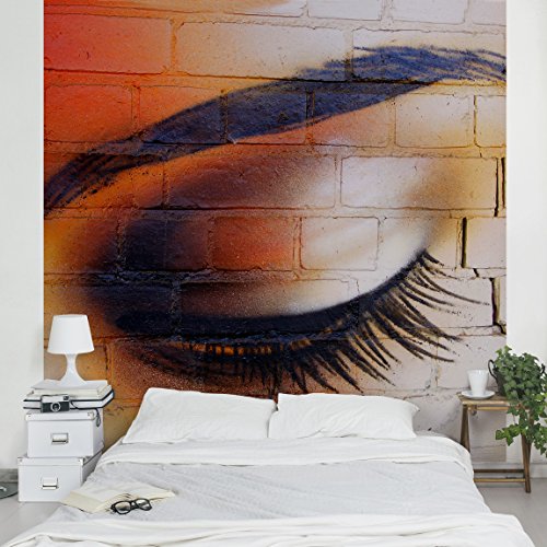 Apalis Vliestapete Latina Eye Fototapete Quadrat | Vlies Tapete Wandtapete Wandbild Foto 3D Fototapete für Schlafzimmer Wohnzimmer Küche | Größe: 192x192 cm, orange, 97788 von Apalis