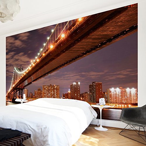 Apalis Vliestapete Manhattan Bridge Fototapete Breit | Vlies Tapete Wandtapete Wandbild Foto 3D Fototapete für Schlafzimmer Wohnzimmer Küche | braun, 94706 von Apalis