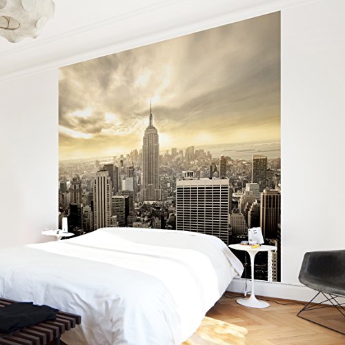 Apalis Vliestapete Manhattan Dawn Fototapete Quadrat | Vlies Tapete Wandtapete Wandbild Foto 3D Fototapete für Schlafzimmer Wohnzimmer Küche | Größe: 192x192 cm, beige, 95381 von Apalis