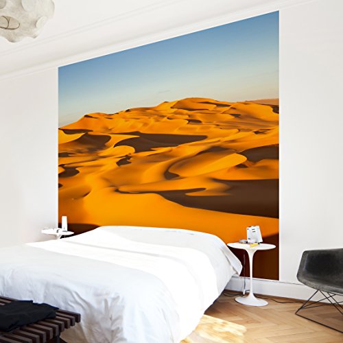 Apalis Vliestapete Murzuq Desert In Libya Fototapete Quadrat | Vlies Tapete Wandtapete Wandbild Foto 3D Fototapete für Schlafzimmer Wohnzimmer Küche | Größe: 336x336 cm, gelb, 95393 von Apalis