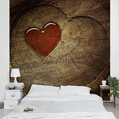 Apalis Vliestapete Natural Love Fototapete Quadrat | Vlies Tapete Wandtapete Wandbild Foto 3D Fototapete für Schlafzimmer Wohnzimmer Küche | Größe: 336x336 cm, braun, 97860 von Apalis