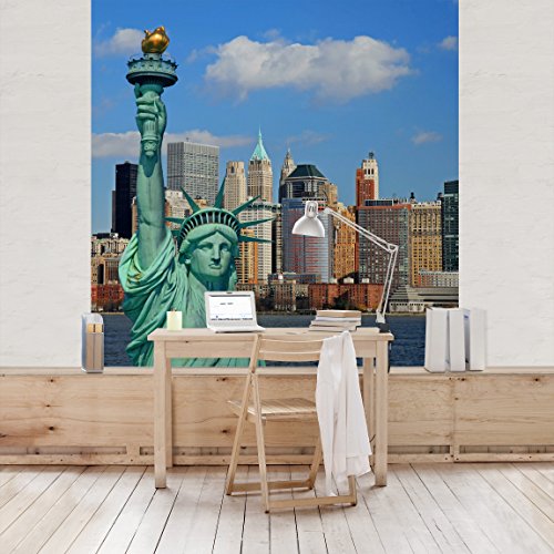 Apalis Vliestapete New York Skyline Fototapete Quadrat | Vlies Tapete Wandtapete Wandbild Foto 3D Fototapete für Schlafzimmer Wohnzimmer Küche | Größe: 240x240 cm, mehrfarbig, 95400 von Apalis