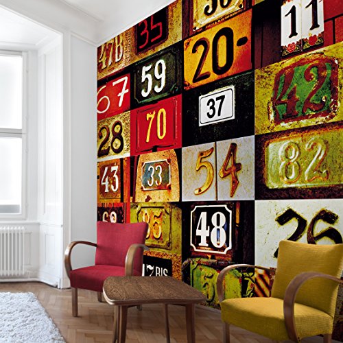 Apalis Vliestapete Numbers Fototapete Quadrat | Vlies Tapete Wandtapete Wandbild Foto 3D Fototapete für Schlafzimmer Wohnzimmer Küche | Größe: 240x240 cm, gelb, 97879 von Apalis