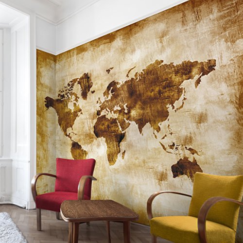 Apalis Vliestapete Nummer CG75 Map of the World Fototapete Breit | Vlies Tapete Wandtapete Wandbild Foto 3D Fototapete für Schlafzimmer Wohnzimmer Küche | beige, 94738 von Apalis