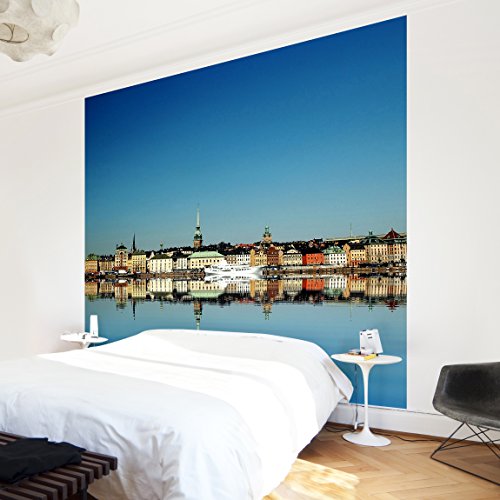 Apalis Vliestapete Pacific Stockholm Fototapete Quadrat | Vlies Tapete Wandtapete Wandbild Foto 3D Fototapete für Schlafzimmer Wohnzimmer Küche | Größe: 336x336 cm, blau, 95428 von Apalis