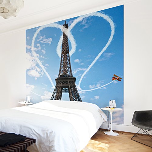 Apalis Vliestapete Paris City of Love Fototapete Quadrat | Vlies Tapete Wandtapete Wandbild Foto 3D Fototapete für Schlafzimmer Wohnzimmer Küche | Größe: 288x288 cm, blau, 97899 von Apalis