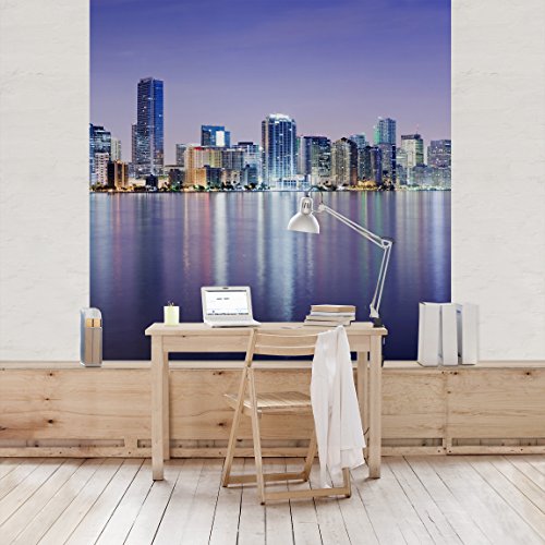 Apalis Vliestapete Purple Miami Beach Fototapete Quadrat | Vlies Tapete Wandtapete Wandbild Foto 3D Fototapete für Schlafzimmer Wohnzimmer Küche | Größe: 192x192 cm, mehrfarbig, 95437 von Apalis