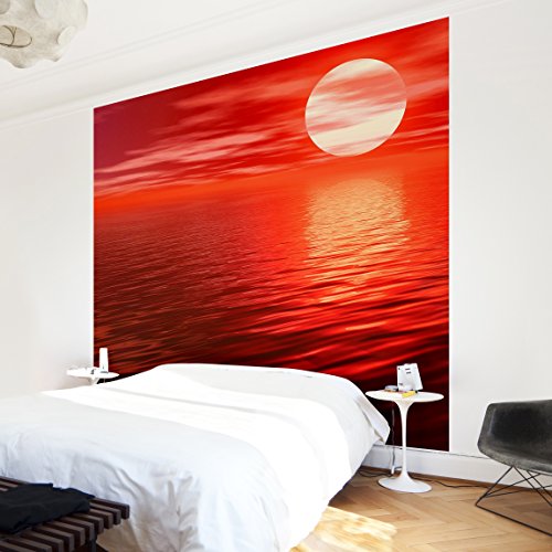 Apalis Vliestapete Red Sunset Fototapete Quadrat | Vlies Tapete Wandtapete Wandbild Foto 3D Fototapete für Schlafzimmer Wohnzimmer Küche | Größe: 336x336 cm, rot, 97949 von Apalis