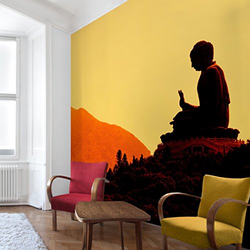 Apalis Vliestapete Resting Buddha Fototapete Quadrat | Vlies Tapete Wandtapete Wandbild Foto 3D Fototapete für Schlafzimmer Wohnzimmer Küche | Größe: 192x192 cm, gelb, 97957 von Apalis