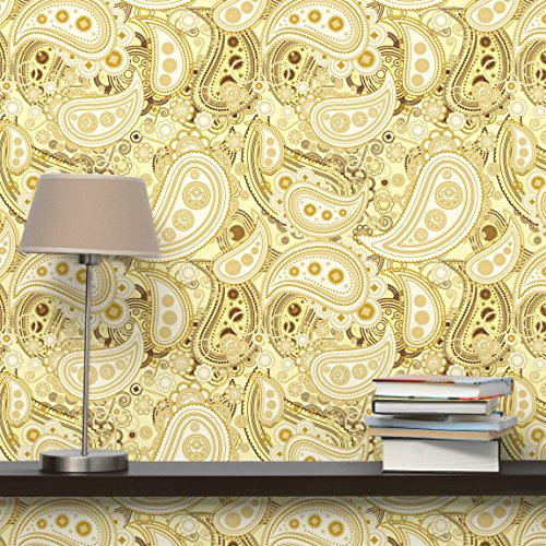 Apalis Vliestapete Retro Paisley Fototapete Breit | Vlies Tapete Wandtapete Wandbild Foto 3D Fototapete für Schlafzimmer Wohnzimmer Küche | beige, 98210 von Apalis