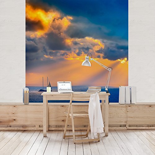 Apalis Vliestapete Sailing the Horizon Fototapete Quadrat | Vlies Tapete Wandtapete Wandbild Foto 3D Fototapete für Schlafzimmer Wohnzimmer Küche | Größe: 240x240 cm, gelb, 97974 von Apalis