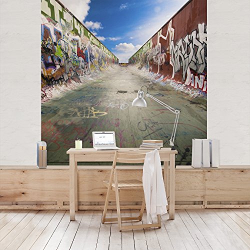 Apalis Vliestapete Skate Graffiti Fototapete Quadrat | Vlies Tapete Wandtapete Wandbild Foto 3D Fototapete für Schlafzimmer Wohnzimmer Küche | Größe: 192x192 cm, mehrfarbig, 95459 von Apalis