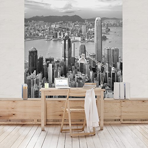 Apalis Vliestapete Skyline Nostalgia Fototapete Quadrat | Vlies Tapete Wandtapete Wandbild Foto 3D Fototapete für Schlafzimmer Wohnzimmer Küche | Größe: 192x192 cm, grau, 95460 von Apalis