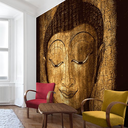 Apalis Vliestapete Smiling Buddha Fototapete Quadrat | Vlies Tapete Wandtapete Wandbild Foto 3D Fototapete für Schlafzimmer Wohnzimmer Küche | Größe: 240x240 cm, braun, 95461 von Apalis