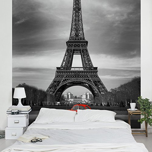 Apalis Vliestapete Spot on Paris Fototapete Quadrat | Vlies Tapete Wandtapete Wandbild Foto 3D Fototapete für Schlafzimmer Wohnzimmer Küche | Größe: 192x192 cm, grau, 95468 von Apalis