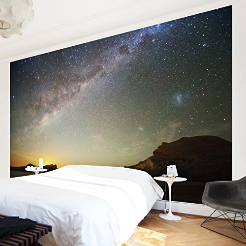 Apalis Vliestapete Sternenhimmel über dem Meer Fototapete Breit | Vlies Tapete Wandtapete Wandbild Foto 3D Fototapete für Schlafzimmer Wohnzimmer Küche | schwarz, 95018 von Apalis