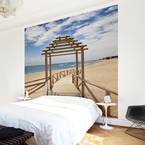 Apalis Vliestapete Strandpfad zum Meer in Andalusien Fototapete Quadrat | Vlies Tapete Wandtapete Wandbild Foto 3D Fototapete für Schlafzimmer Wohnzimmer Küche | Größe: 192x192 cm, mehrfarbig, 98459 von Apalis