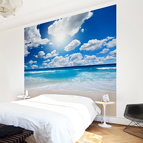 Apalis Vliestapete Touch of Paradise Fototapete Quadrat | Vlies Tapete Wandtapete Wandbild Foto 3D Fototapete für Schlafzimmer Wohnzimmer Küche | Größe: 288x288 cm, blau, 95488 von Apalis