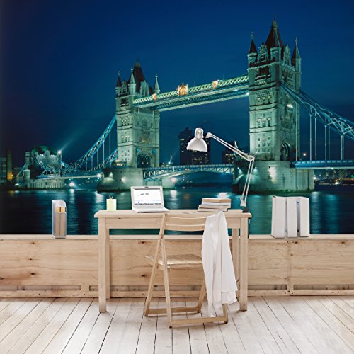 Apalis Vliestapete Tower Bridge Fototapete Breit | Vlies Tapete Wandtapete Wandbild Foto 3D Fototapete für Schlafzimmer Wohnzimmer Küche | blau, 95036 von Apalis