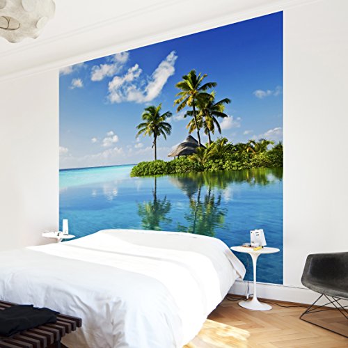 Apalis Vliestapete Tropisches Paradies Fototapete Quadrat | Vlies Tapete Wandtapete Wandbild Foto 3D Fototapete für Schlafzimmer Wohnzimmer Küche | Größe: 240x240 cm, mehrfarbig, 98462 von Apalis