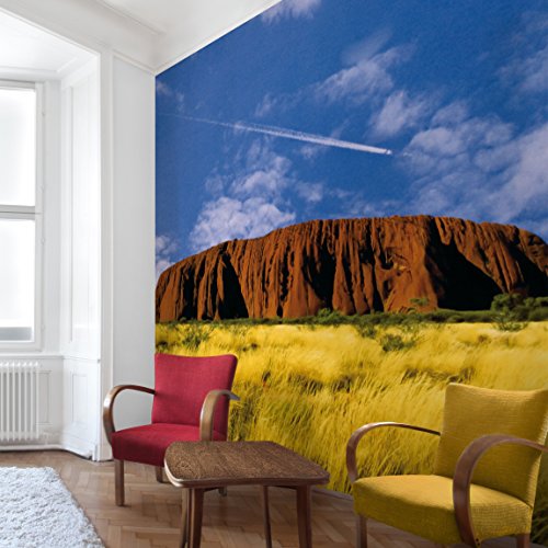 Apalis Vliestapete Uluru Fototapete Quadrat | Vlies Tapete Wandtapete Wandbild Foto 3D Fototapete für Schlafzimmer Wohnzimmer Küche | Größe: 240x240 cm, gelb, 98109 von Apalis