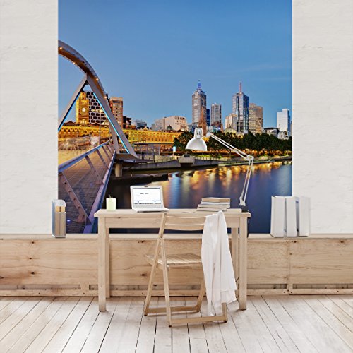 Apalis Vliestapete View Across The Yarra River Fototapete Quadrat | Vlies Tapete Wandtapete Wandbild Foto 3D Fototapete für Schlafzimmer Wohnzimmer Küche | Größe: 288x288 cm, mehrfarbig, 98121 von Apalis