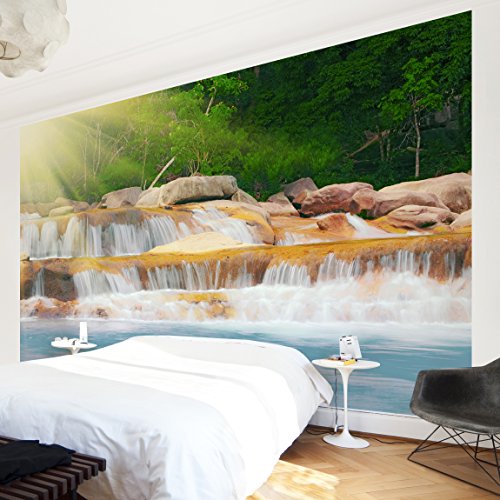 Apalis Vliestapete Wasserfall Lichtung Fototapete Breit | Vlies Tapete Wandtapete Wandbild Foto 3D Fototapete für Schlafzimmer Wohnzimmer Küche | mehrfarbig, 94852 von Apalis