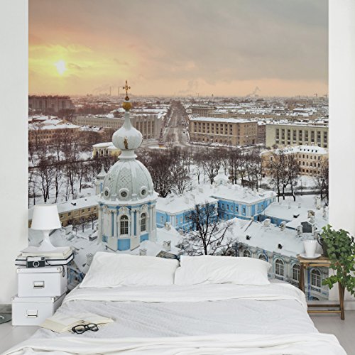 Apalis Vliestapete Winter in St. Petersburg Fototapete Quadrat | Vlies Tapete Wandtapete Wandbild Foto 3D Fototapete für Schlafzimmer Wohnzimmer Küche | Größe: 240x240 cm, mehrfarbig, 95509 von Apalis