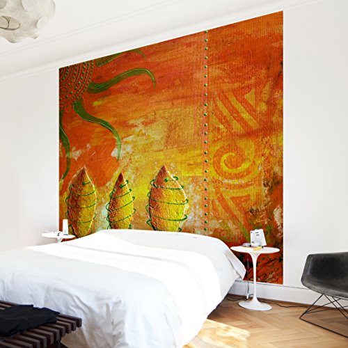 Apalis Waldtapete Vliestapete African Happiness Fototapete Quadrat | Vlies Tapete Wandtapete Wandbild Foto 3D Fototapete für Schlafzimmer Wohnzimmer Küche | Größe: 192x192 cm, gelb, 97478 von Apalis