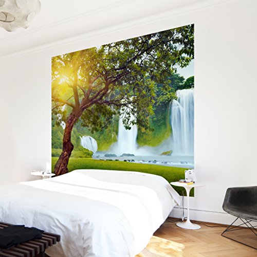 Apalis Waldtapete Vliestapete Paradise on Earth Fototapete Quadrat | Vlies Tapete Wandtapete Wandbild Foto 3D Fototapete für Schlafzimmer Wohnzimmer Küche | Größe: 288x288 cm, grün, 97898 von Apalis