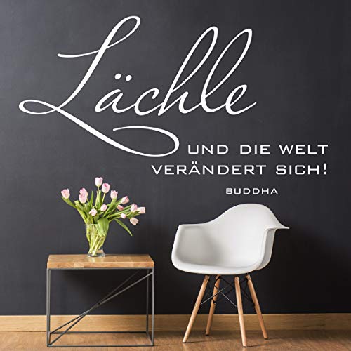 Apalis Wandtattoo No.SF985 Lächle Lachen Spaß Freude Spruch Zitat, Farbe:Schwarz;Größe:35cm x 60cm von Apalis