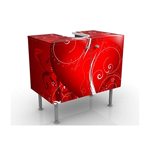 Apalis Waschbeckenunterschrank - Floral Heart - Badschrank Rot, Größe: 55cm x 60cm von Apalis