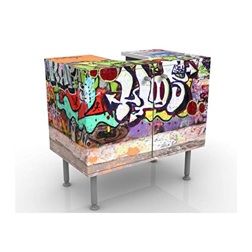 Apalis Waschbeckenunterschrank Graffiti 60x55x35cm Jugend Street Art KunstModern, Größe:55cm x 60cm von Apalis