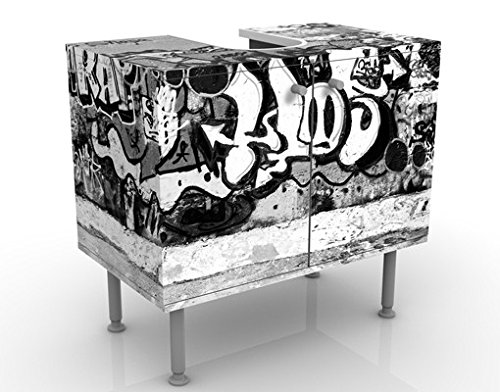 Apalis Waschbeckenunterschrank - Graffiti Art - Badschrank Schwarz, Größe: 55cm x 60cm von Apalis